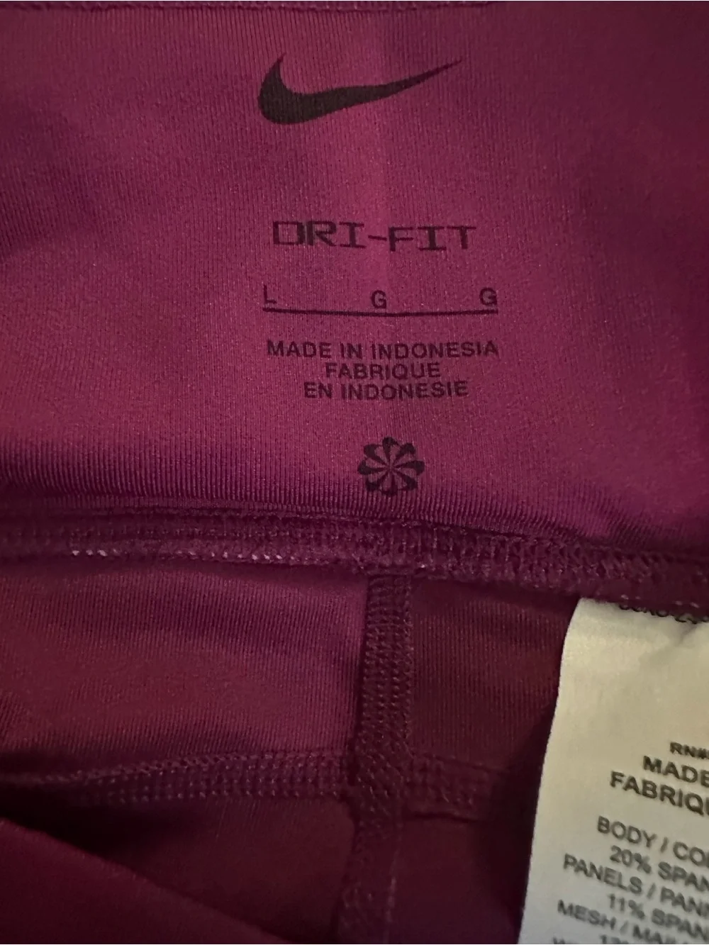 Nike Air Dri-FIT Women’s Large Running Leggings Purple Black Mesh Zip Pockets